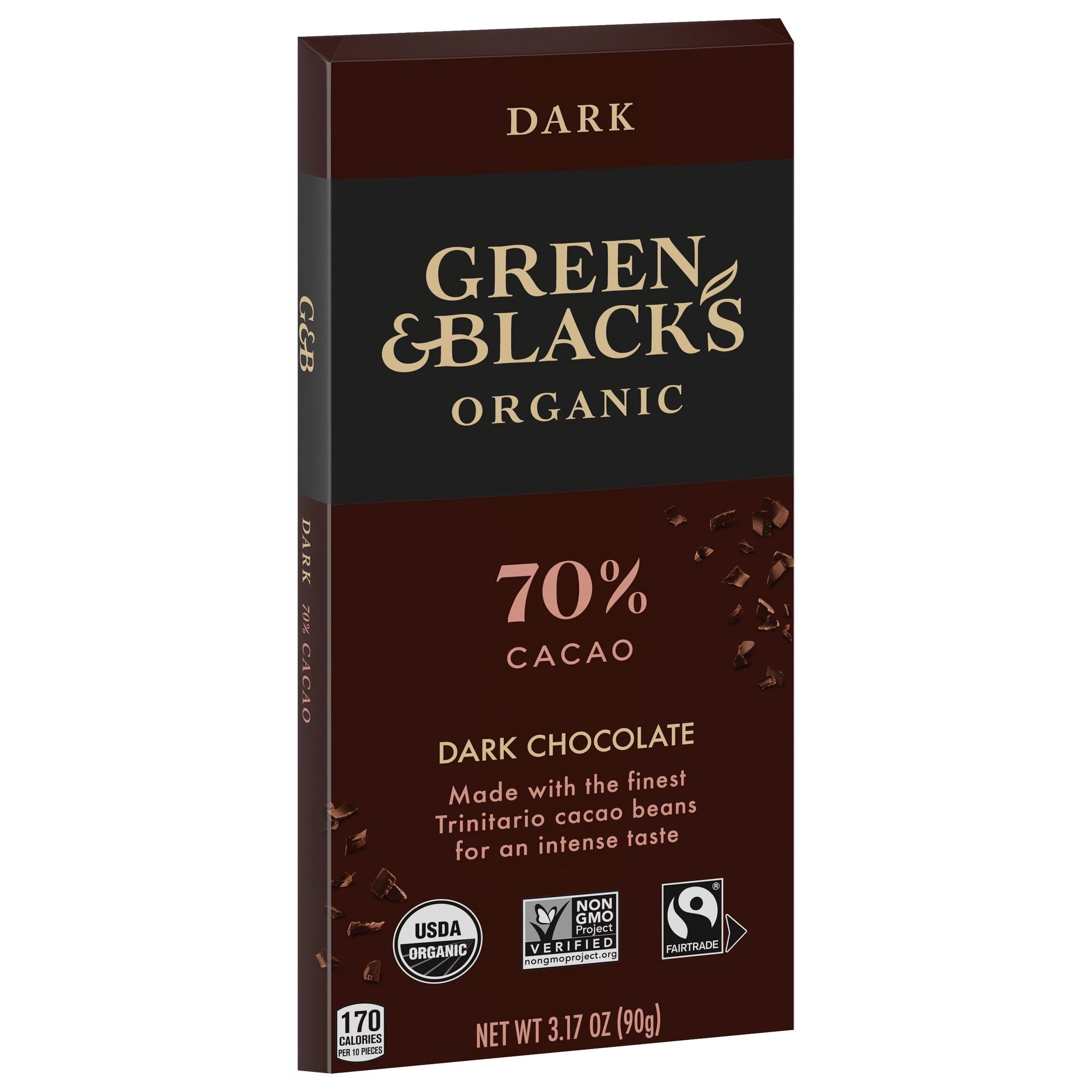 Organic Dark Chocolate Bar, 70% Cacao, 10-Pack Y31421