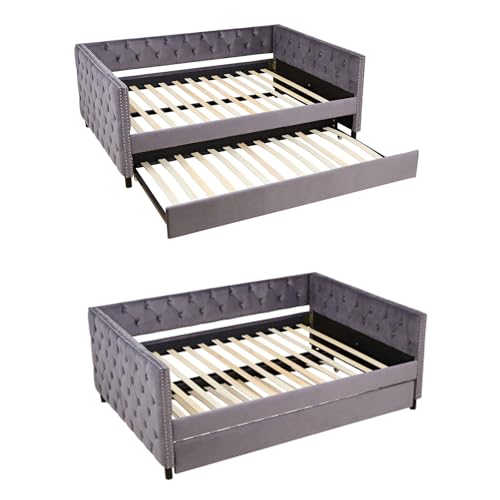 Convertible Sofa Bed 2-in-1 Velvet Sleeper, Beige U552