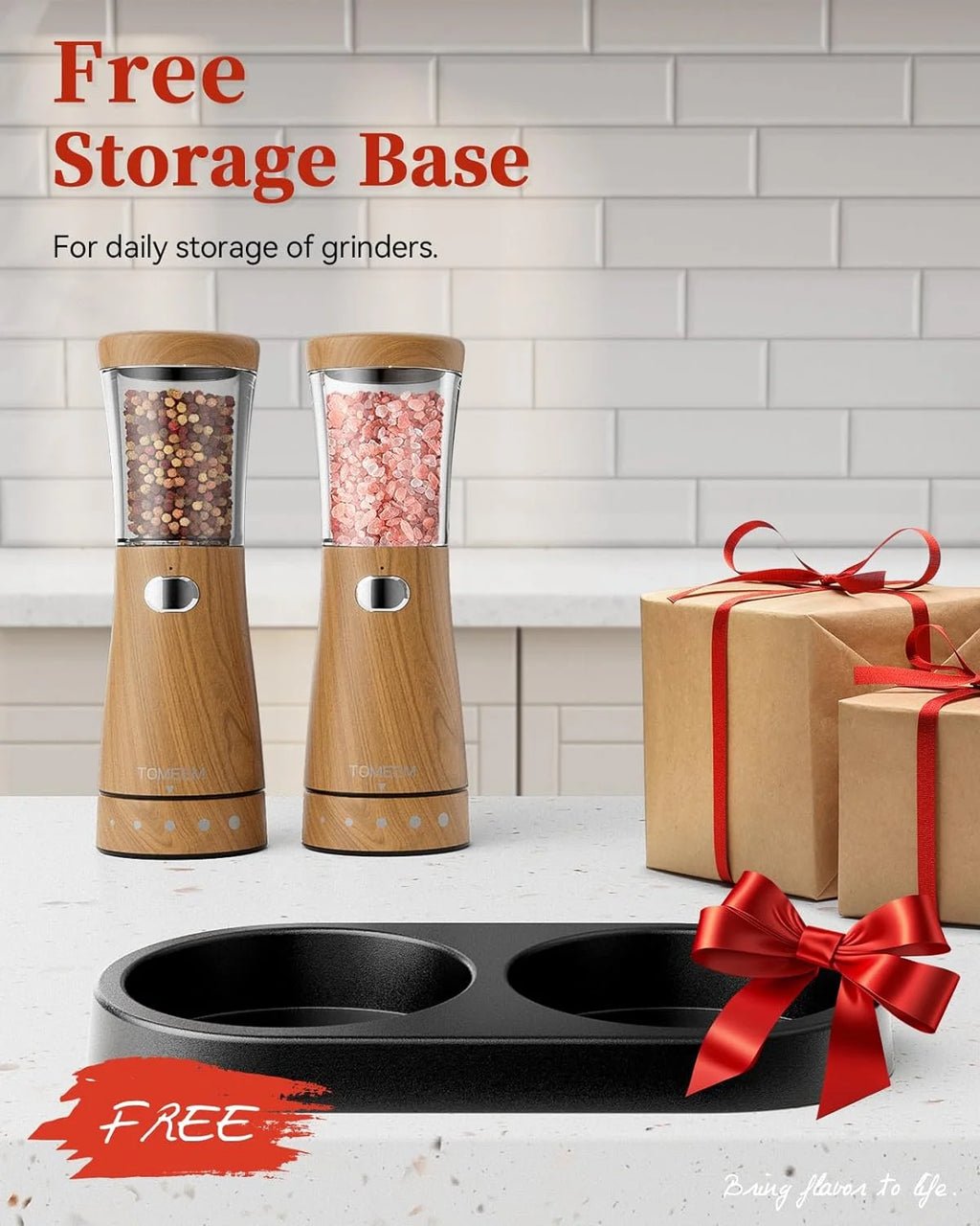 Electric Salt and Pepper Grinder Set, Adjustable Coarseness, USB Rechargeable, LED Light, 2 Pack Z6771