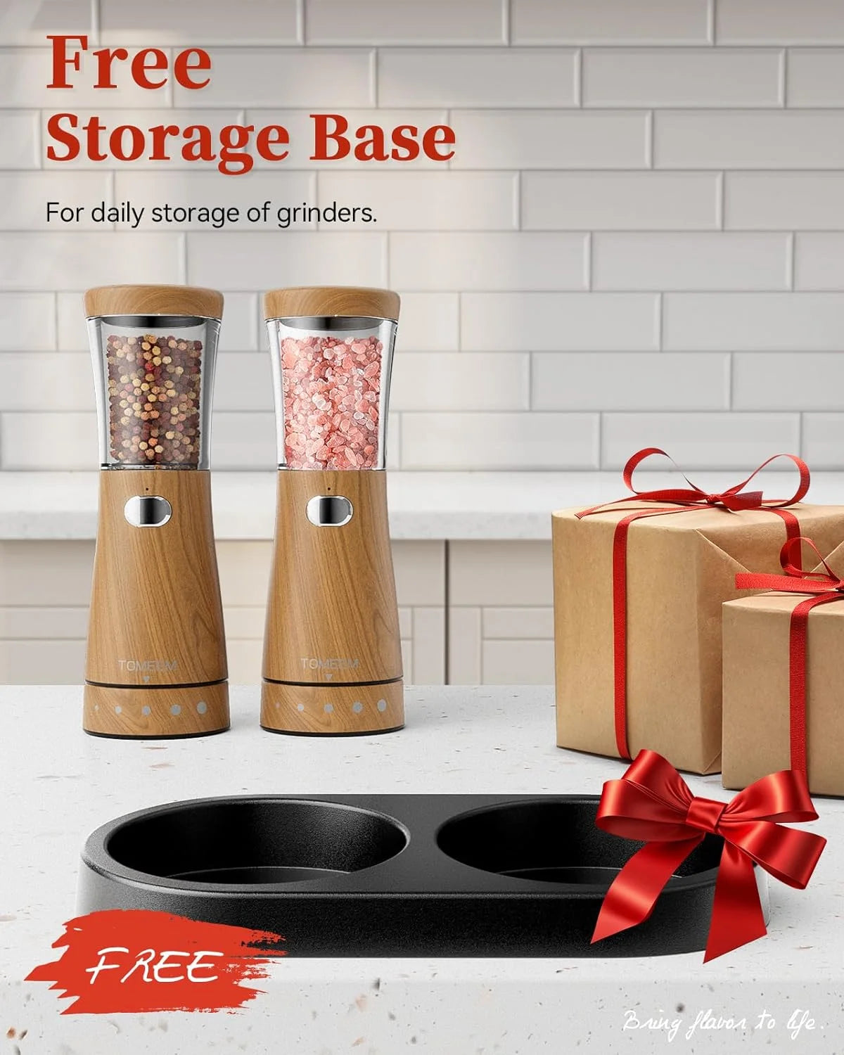 Electric Salt and Pepper Grinder Set, Adjustable Coarseness, USB Rechargeable, LED Light, 2 Pack Z6771