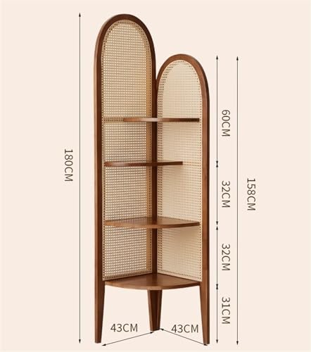 4 Tier Rattan Corner Bookshelf with Plant Stand J868