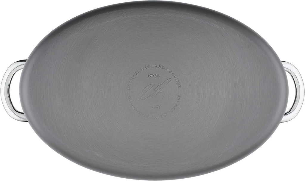Hard Anodized 8 Quart Non-stick Oval Pasta Pot and Braiser Y824