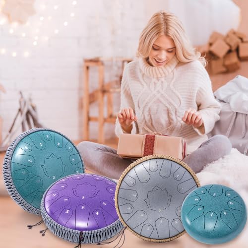 13 Inch 15 Notes Steel Tongue Drum with Travel Bag and Music Book A868