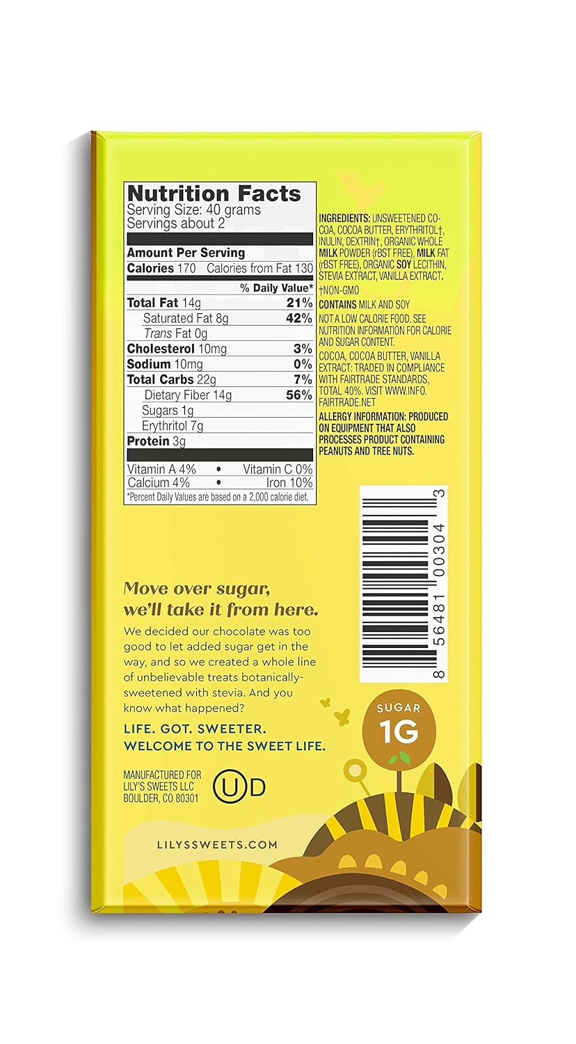 Milk Chocolate Style No Sugar Added Sweets Bars, 3 oz (12 Count) W98314
