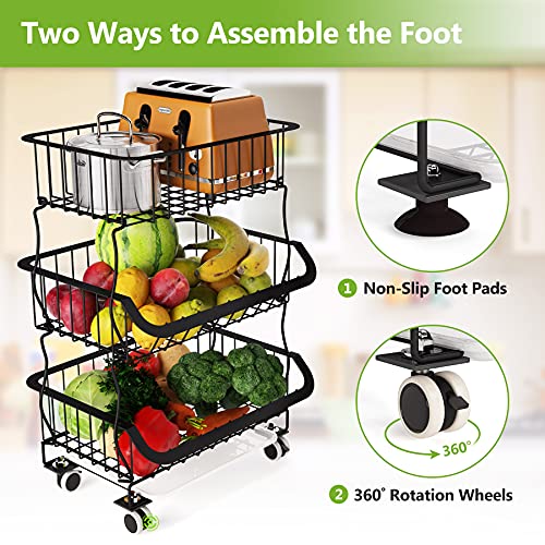 5-Tier Stackable Metal Wire Rolling Cart for Kitchen, Pantry, Garage I812
