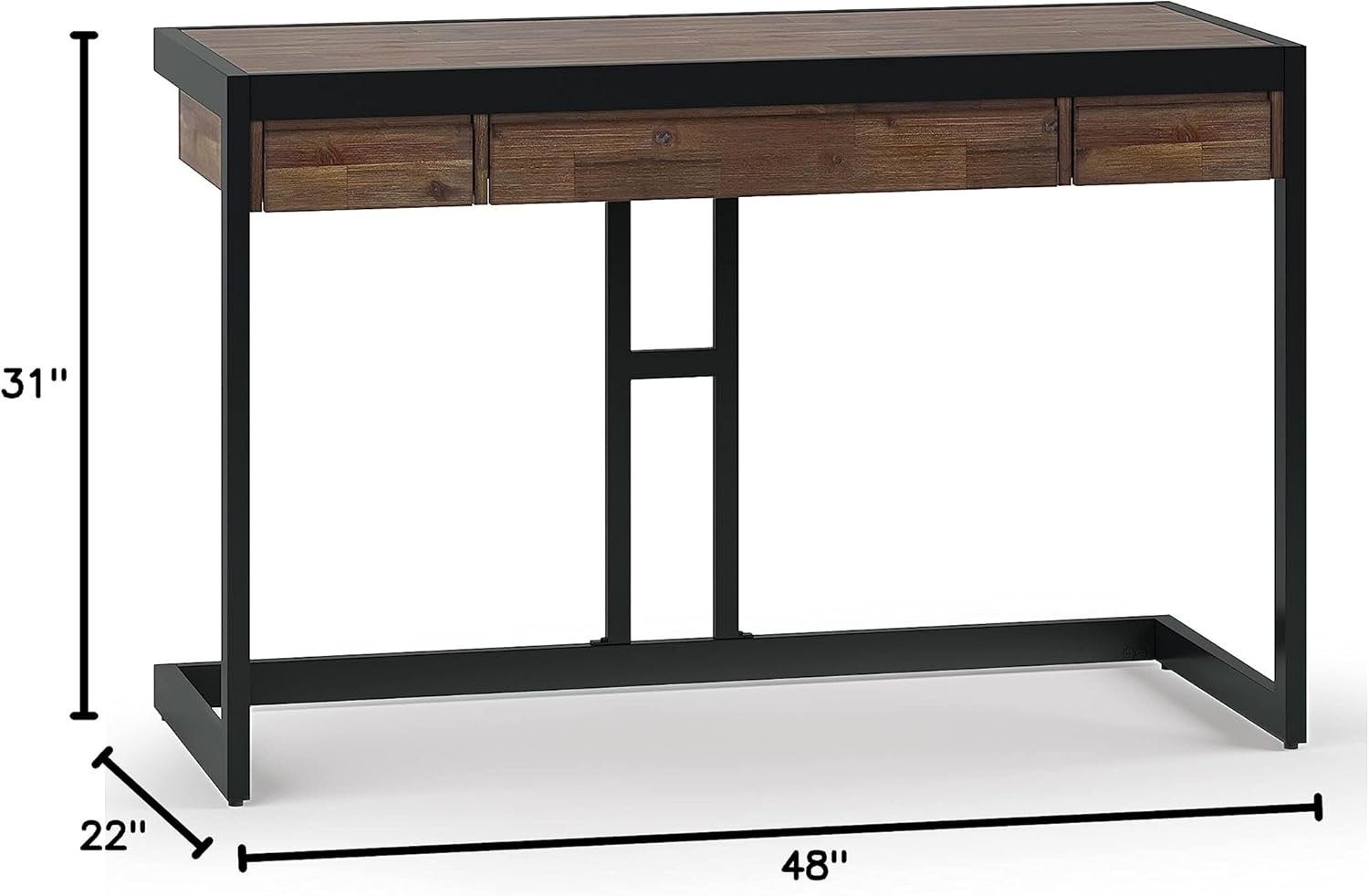Solid Acacia Wood 48 Inch Small Desk in Rustic Brown N53092