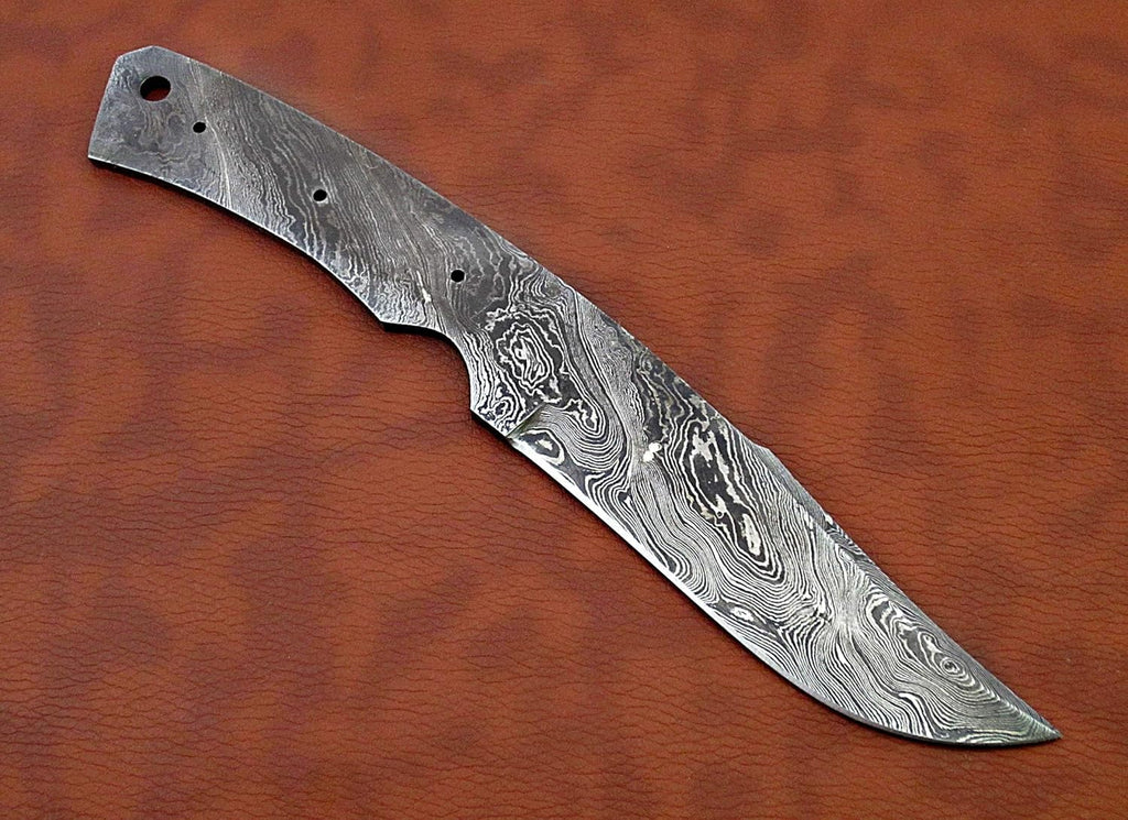 9.5" clip point Damascus steel blank blade, knife making supply W554