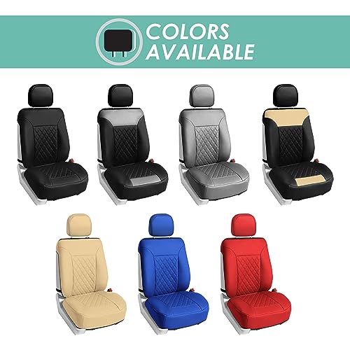 Faux Leather Car Seat Covers Front Set for Low Back Seats with Removable Headrest X384