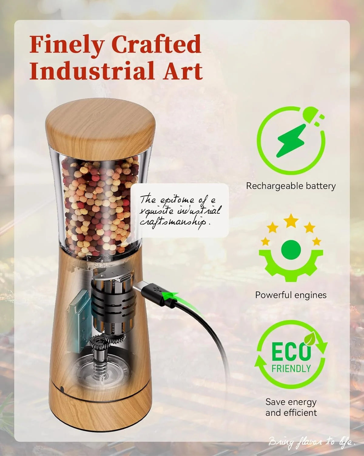 Electric Salt and Pepper Grinder Set, Adjustable Coarseness, USB Rechargeable, LED Light, 2 Pack Z6771