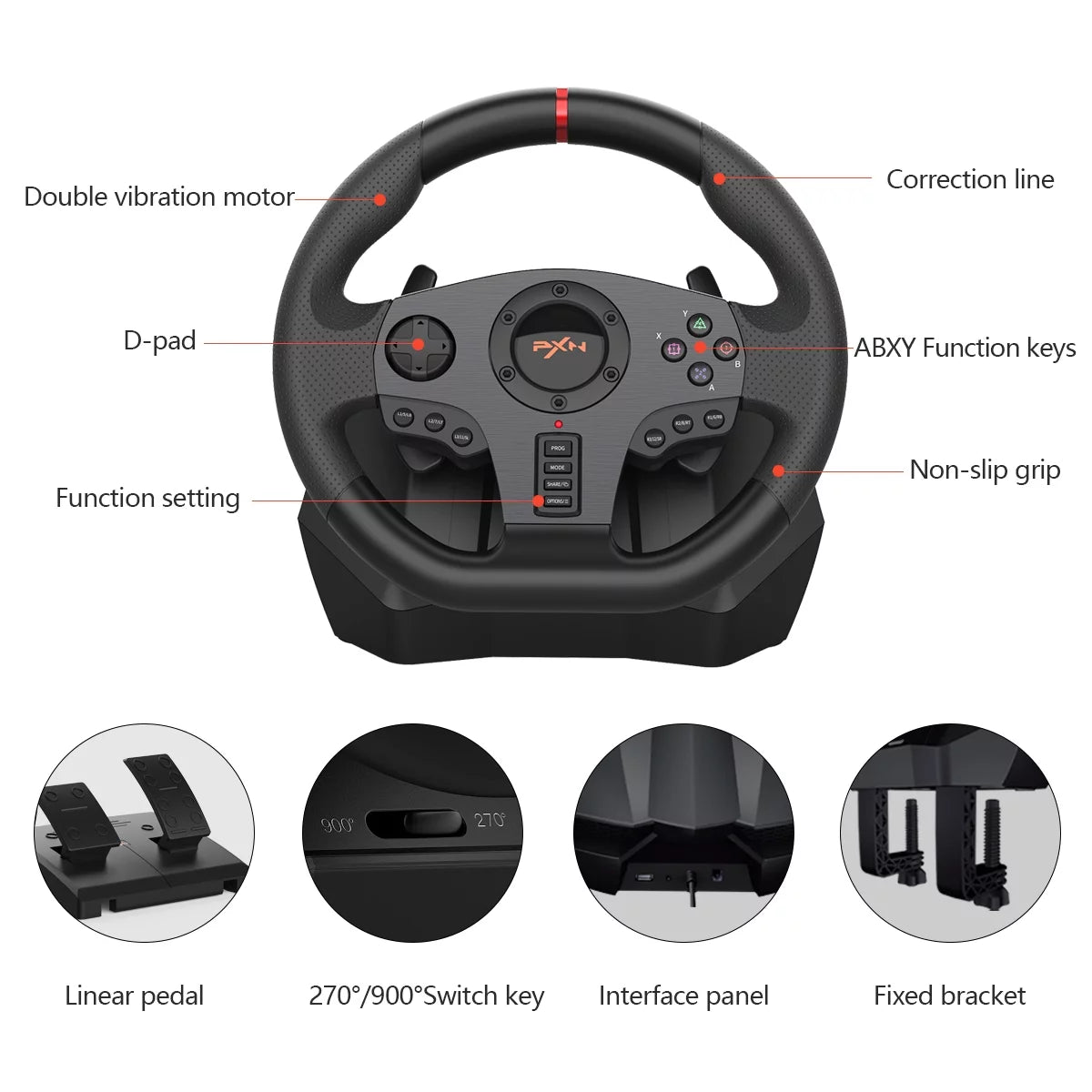Racing Steering Wheel for Xbox, PS4, PC, Switch R281061