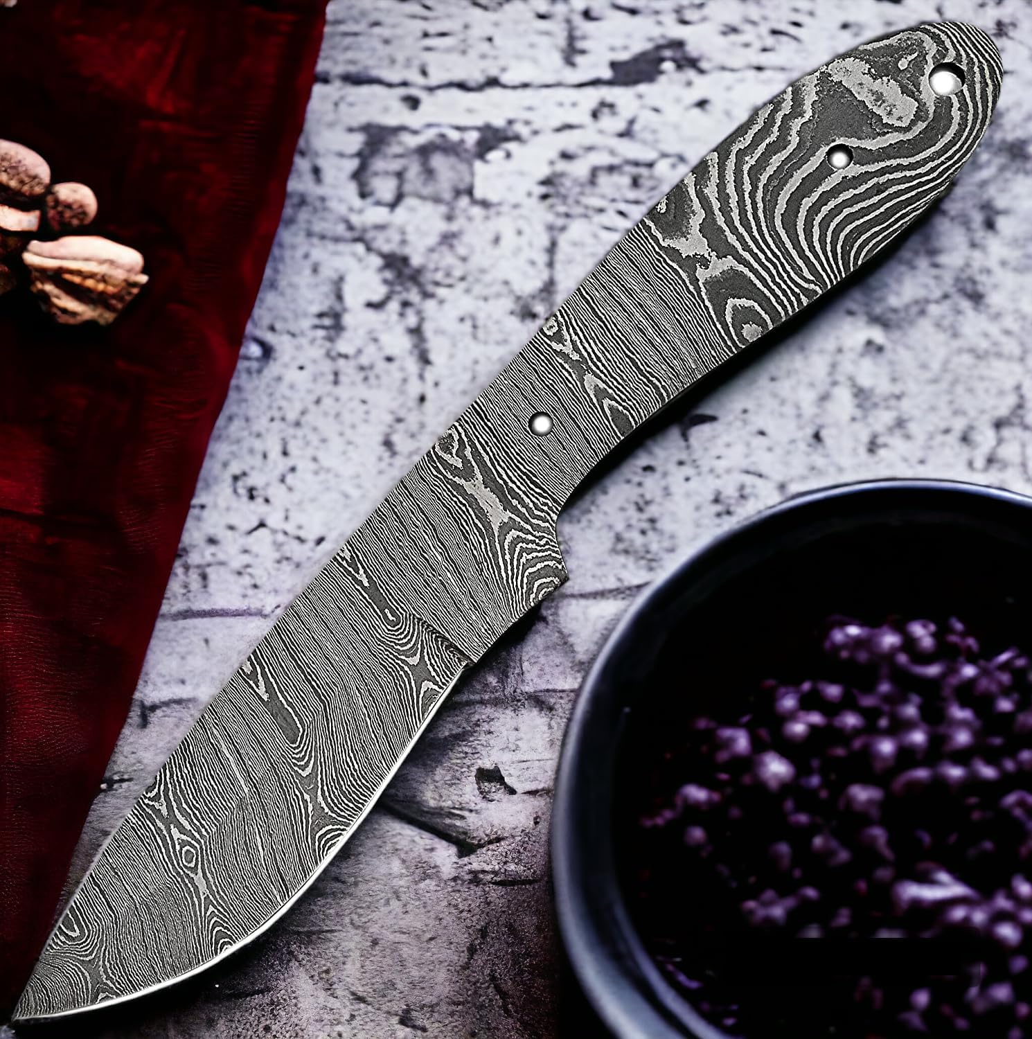 Wilson Roy Damascus Steel Full Tang Blank Blade knife Custom Handmade for Knife Making supplies-Y21