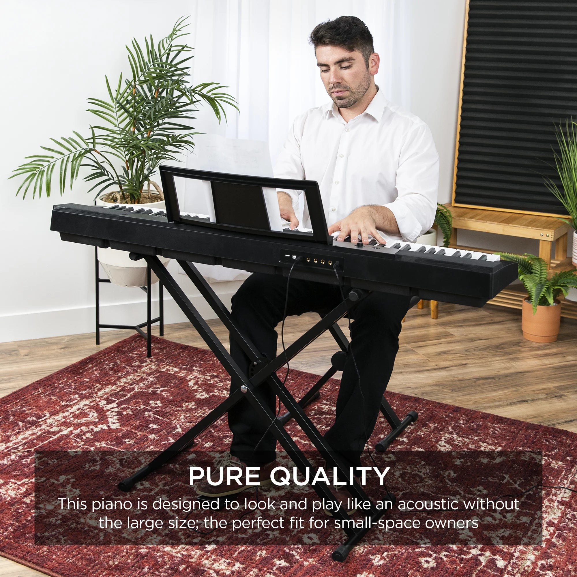88-Key Full Size Digital Piano with Semi-Weighted Keys, Stand, Pedal T449
