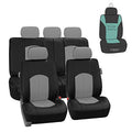FH Group Car Seat Covers Premium PU Leather Car Seat Cover Beige Full Set, Automotive Seat Cover Airbag Compatible Split Bench Tan Interior Accessories Universal Fit Combo Small Car Seat Cover Design