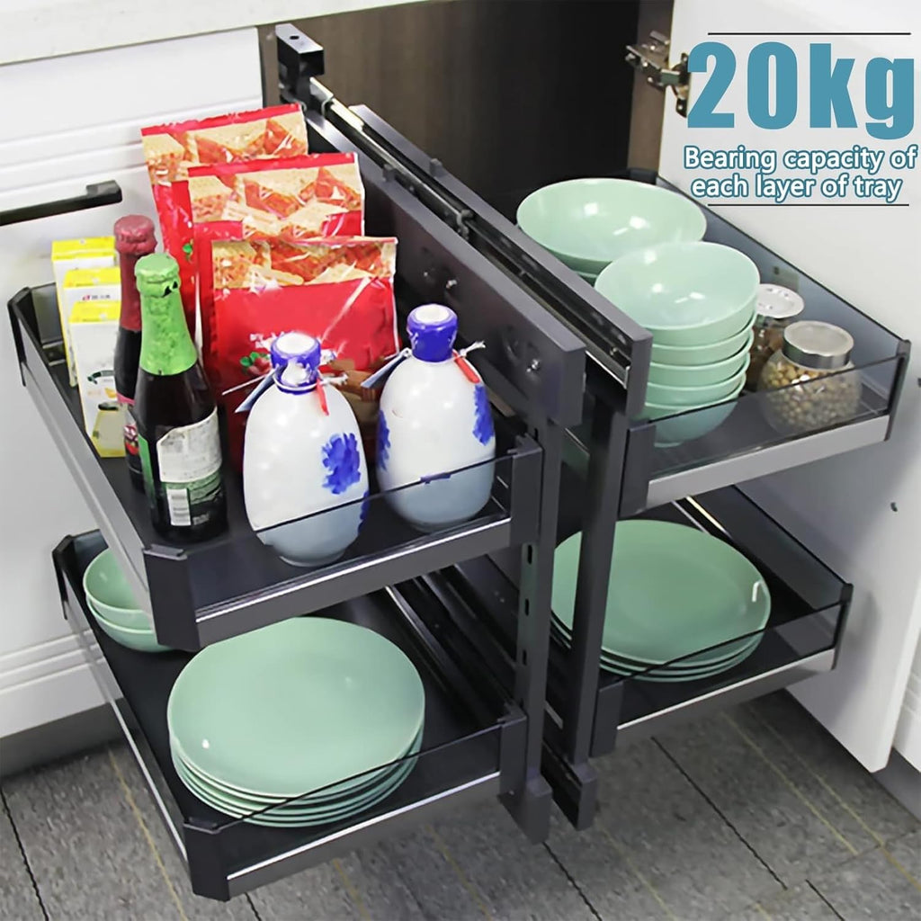 Blind Corner Cabinet Organizer with 4 Shelf Tray Baskets S67197