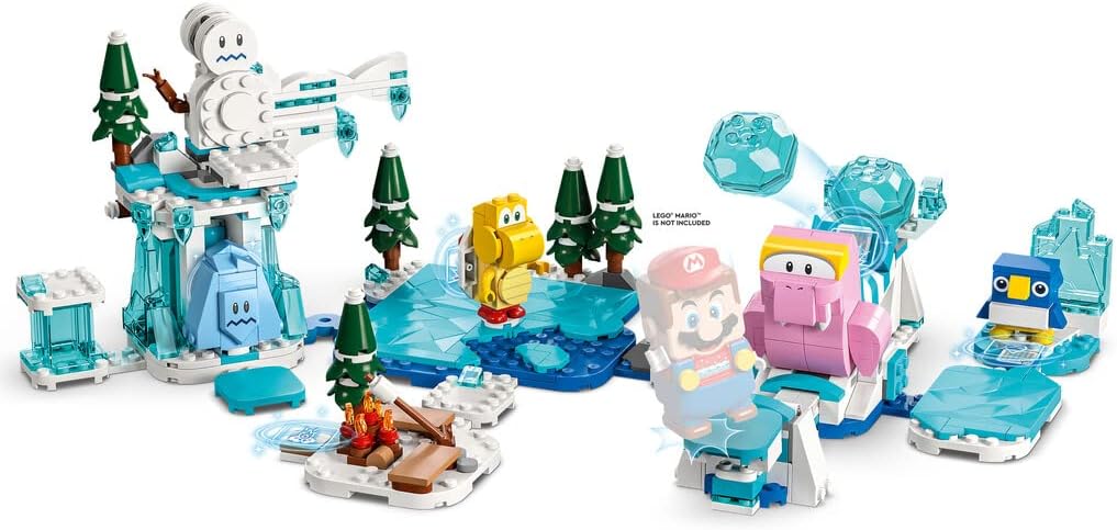 Super Mario Fliprus Snow Adventure Expansion Set, Toy for Kids with Freezie and Baby Penguin Figures M999