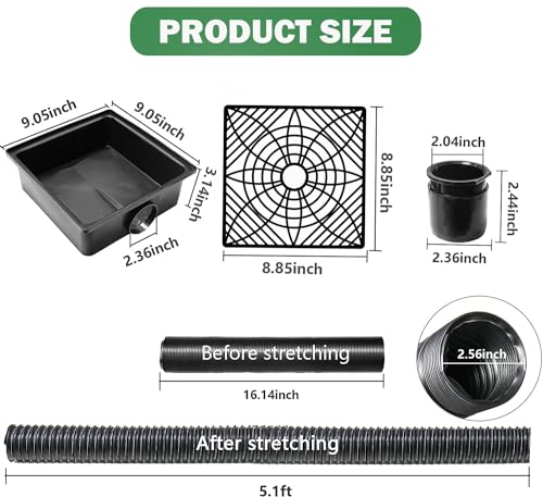 Gutter Downspout Extension, No Dig Catch Basin, Extendable 1.34' to 5.1' H279