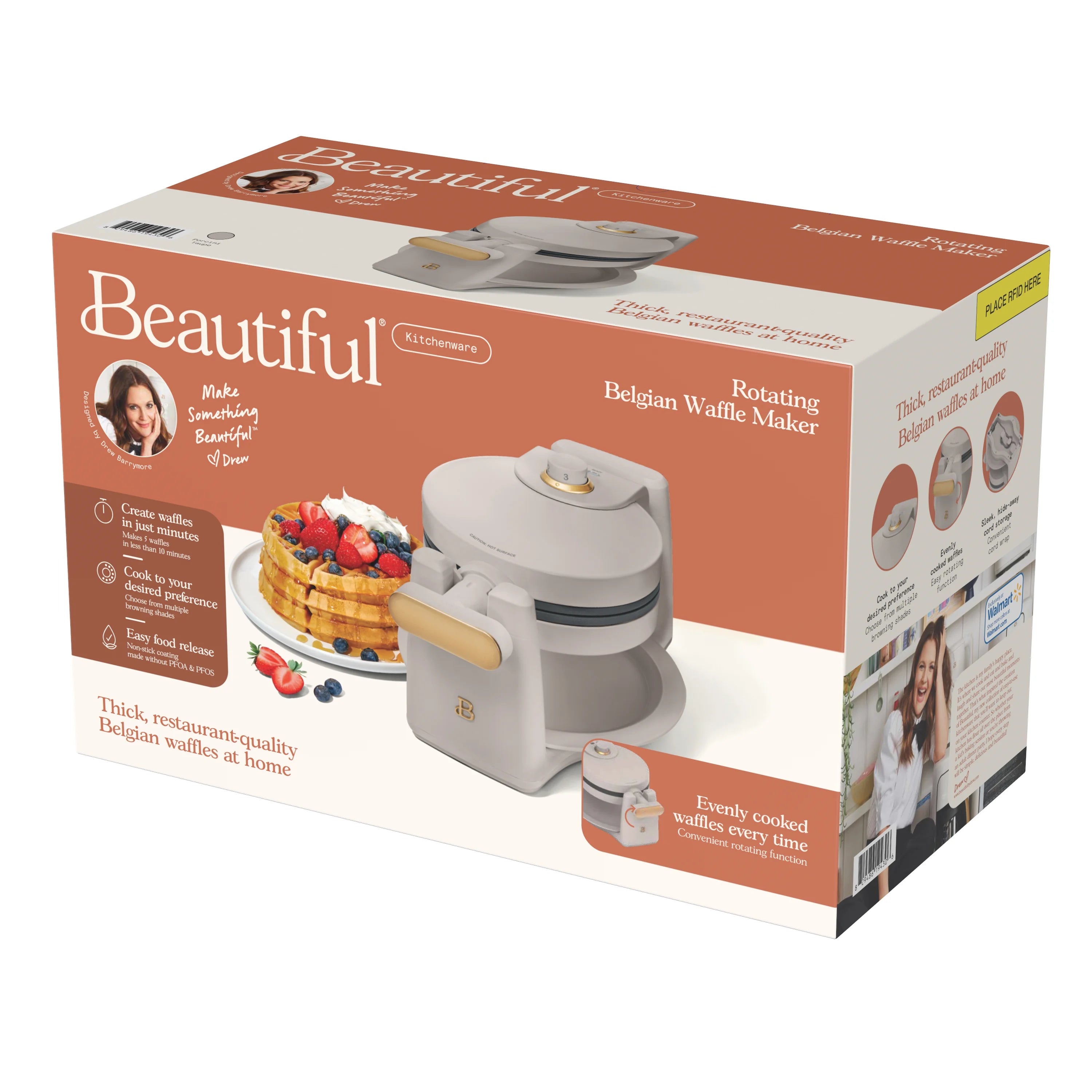 Rotating Belgian Waffle Maker, Porcini Taupe S6208