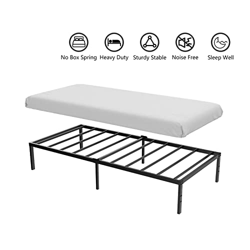 Twin Metal Platform Bed Frame with Under-Bed Storage, 14 Inches, No Box Spring Needed A15604