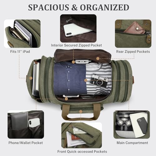 Canvas Duffle Bag for Travel 50L Expandable Weekend Overnight C201