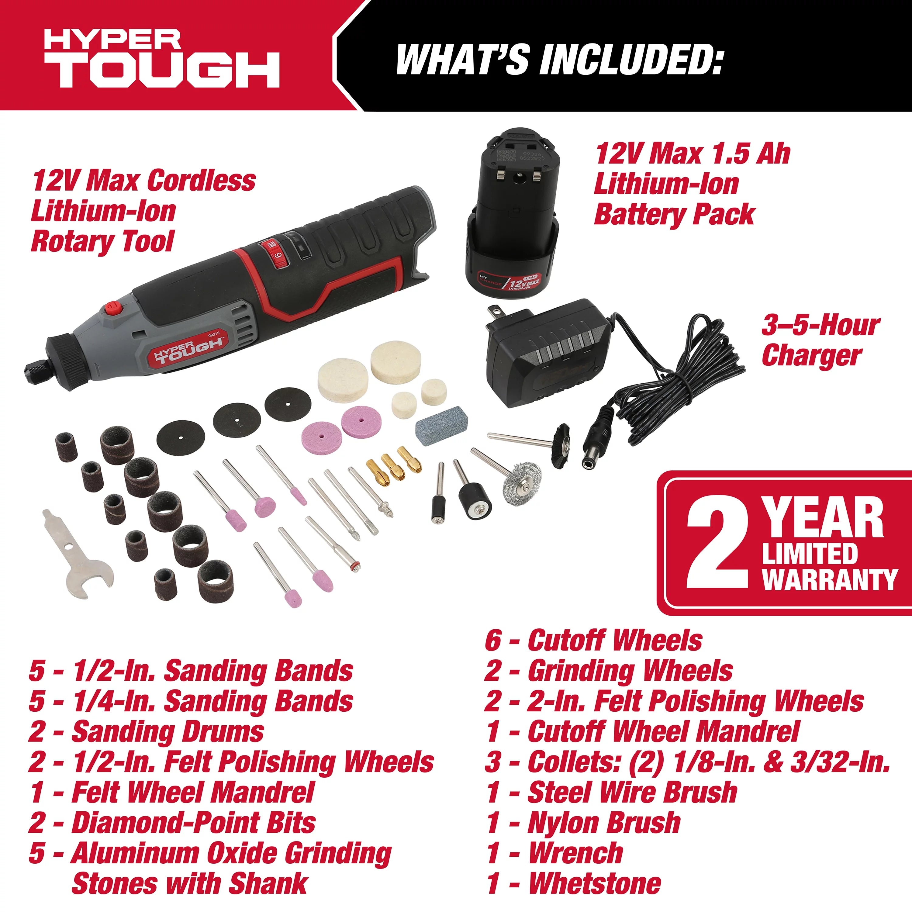 Rotary Tool with 40 Accessories, 1.5Ah Battery and Charger T992050