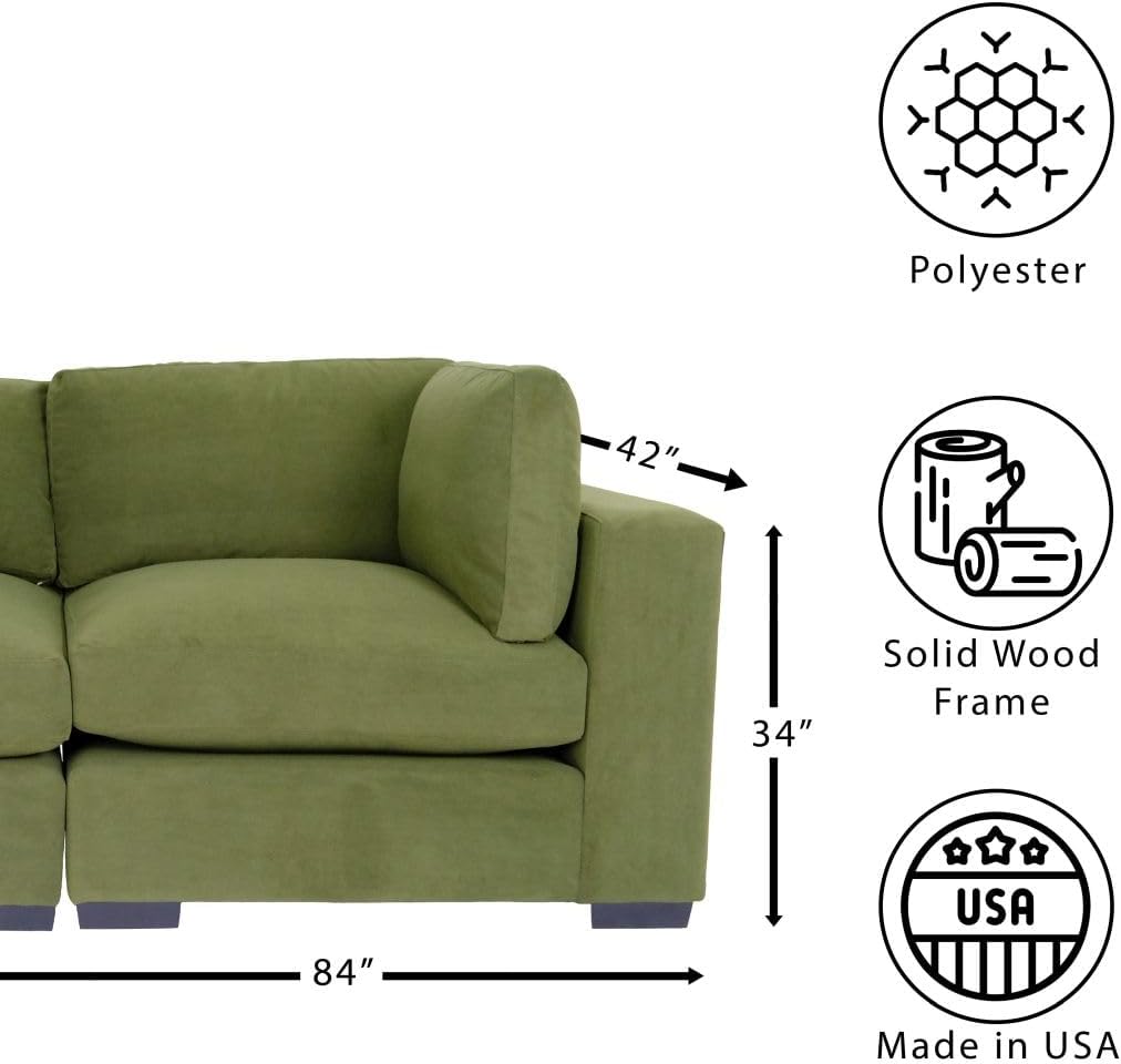 Green Loveseat Sofa for Living Room, Modern Mini Couch with Solid Wood Frame E836092
