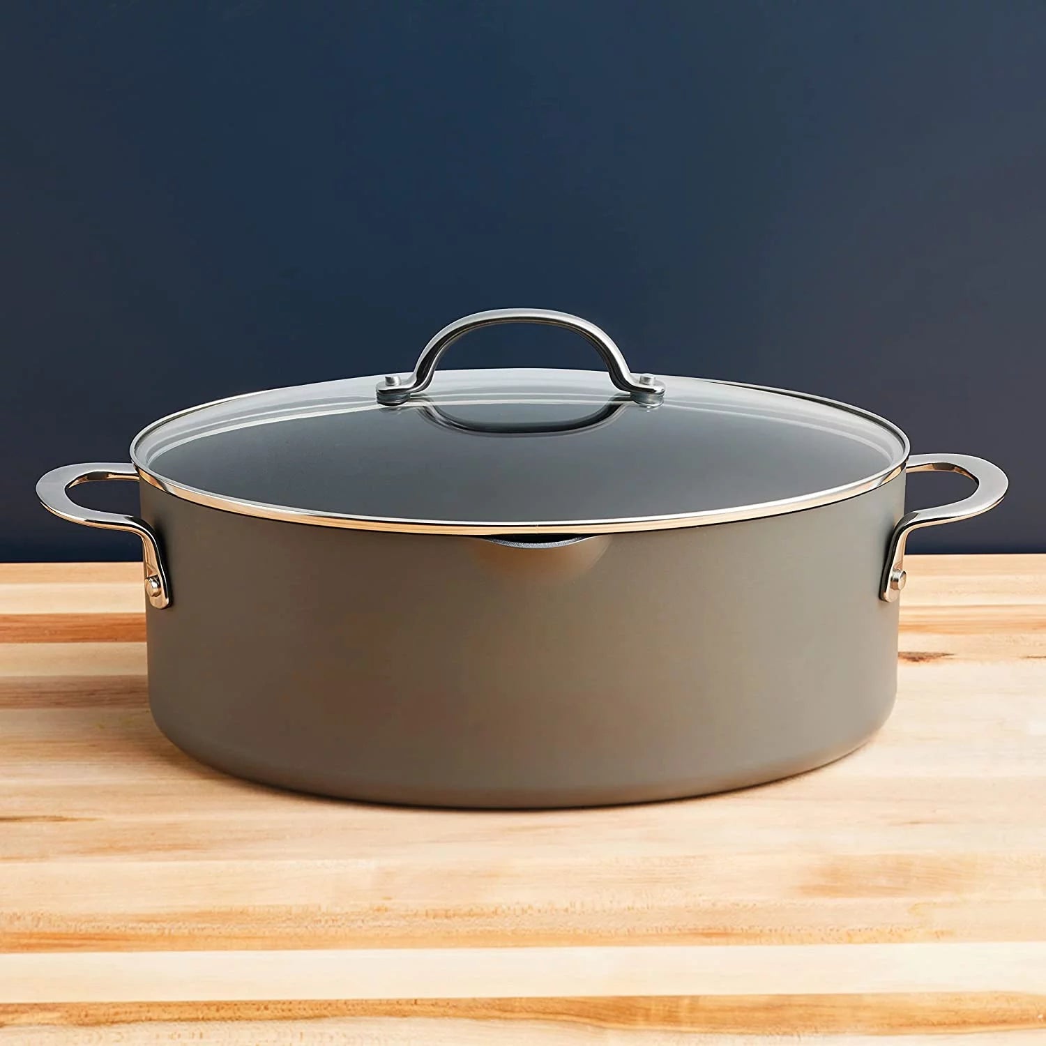 Hard Anodized 8 Quart Non-stick Oval Pasta Pot and Braiser Y824