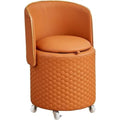 Vanity Stool Seating with Back, Makeup Vanity Ottoman with Wheels, Round Storage Ottoman, Rolling Foot Rest Chair, Small Rotatable Chair for Living Room Bedroom(Color:Light Gray)