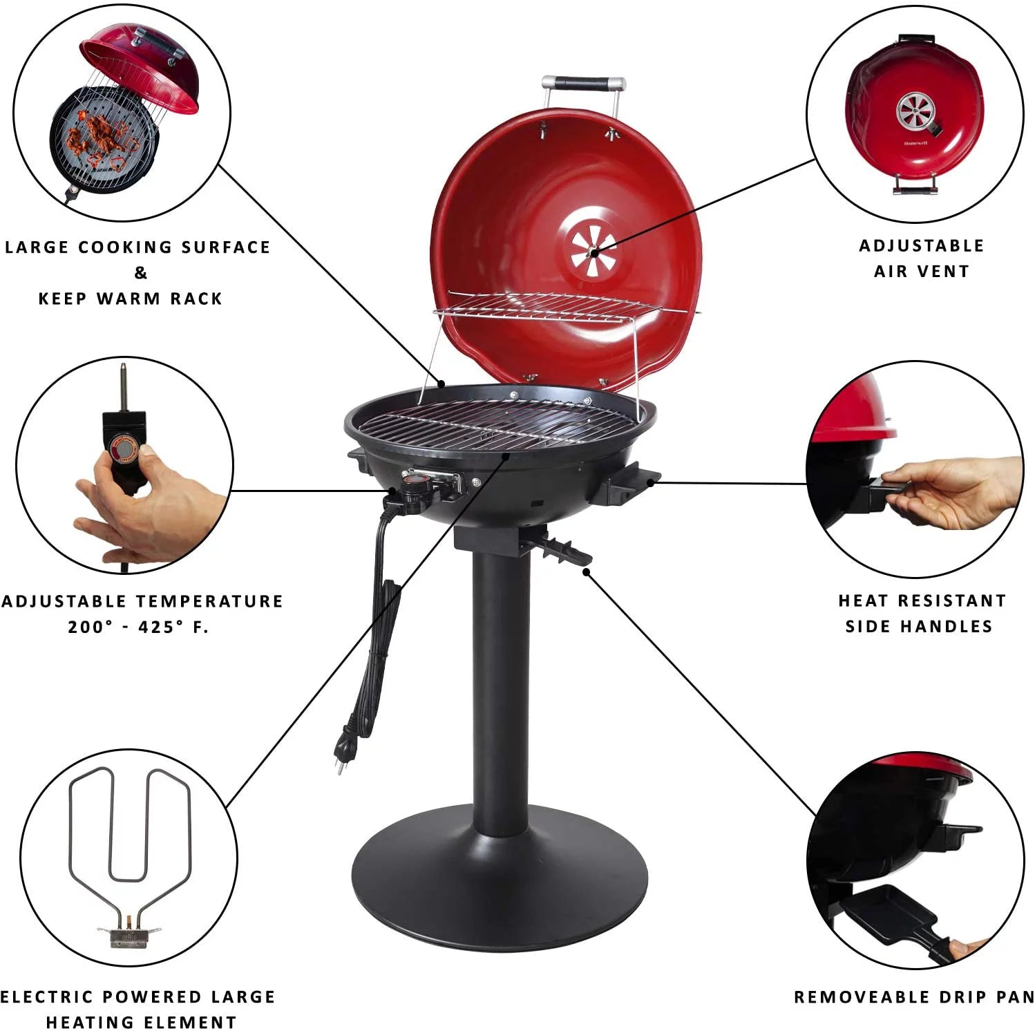 15" Electric BBQ Grill with Removable Stand F9261