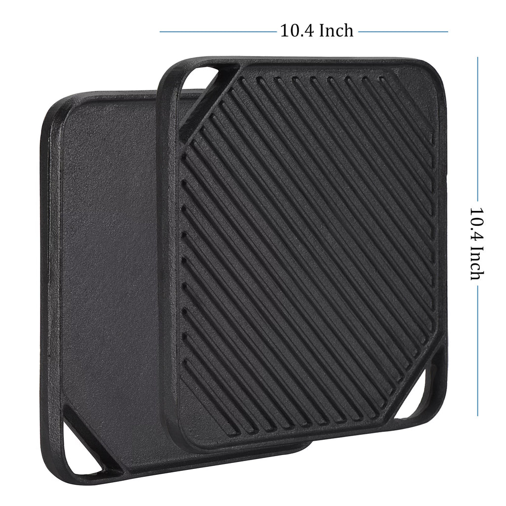 Cast Iron Reversible Grill Square Griddle 10.4 Inch B846482