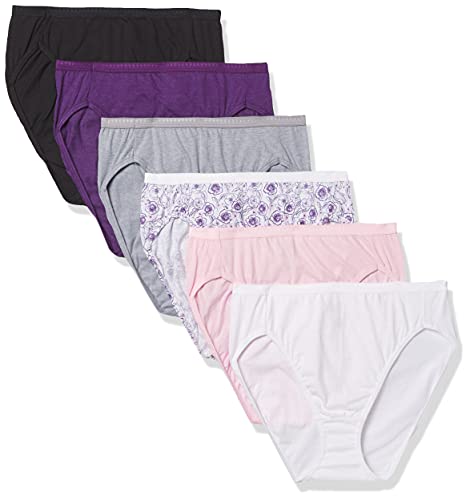 Hanes Ultimate Women's High-Waisted Panties, Moisture-Wicking Cotton Briefs, High-Rise Underwear, 6-Pack (Colors May Vary)