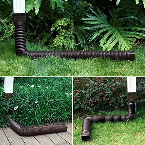 Flexible Gutter Downspout Extensions with Connector, 2 Pack, 60"+70", Black F30774