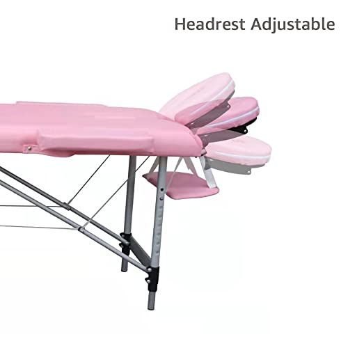 Portable Massage Bed, 84in Folding Aluminum Frame, Lightweight Spa Beauty Bed (Pink) W94516
