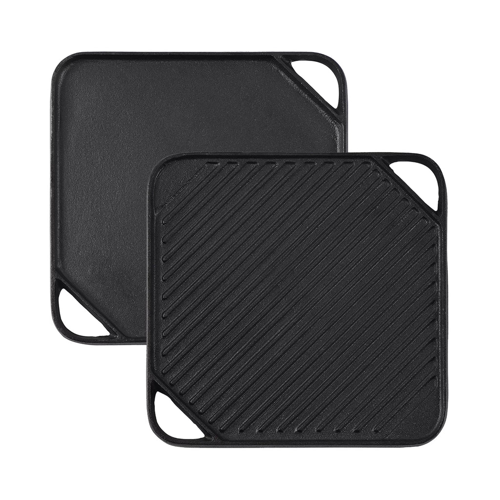 Cast Iron Reversible Grill, Square Pre-seasoned Griddle, 10.4"
