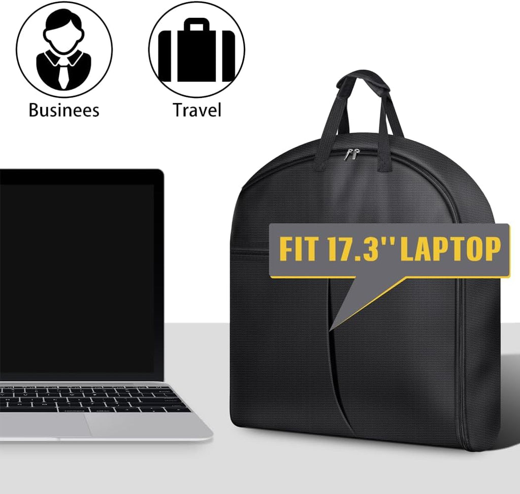 Carry On Garment Bag for Travel, 43'' Heavy Duty Suit Bag with Metal Hook, Waterproof Convertible 2 in 1 Duffle Bag, Black B33207