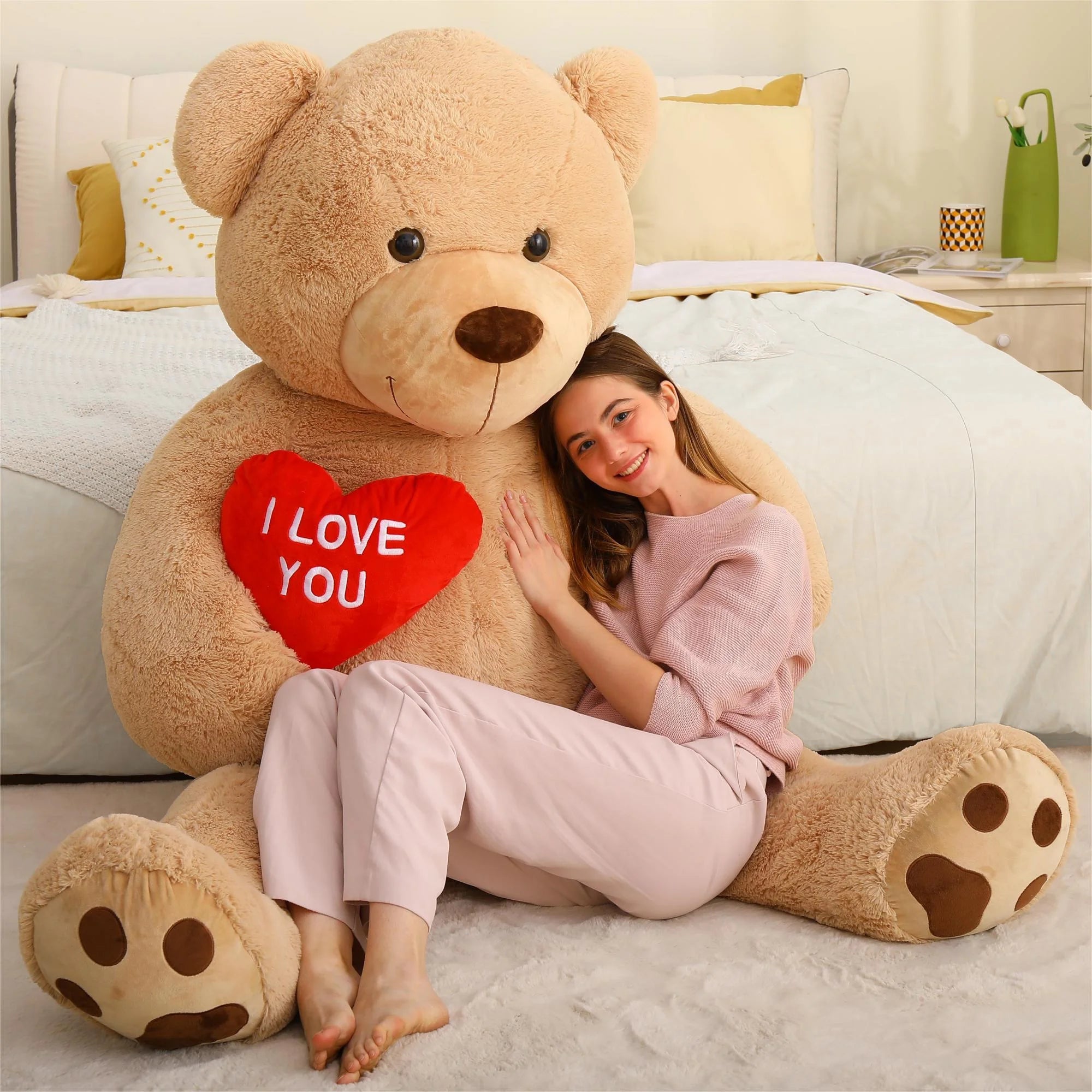 Giant Teddy Bear 6ft Stuffed Animal with Red Heart Y266