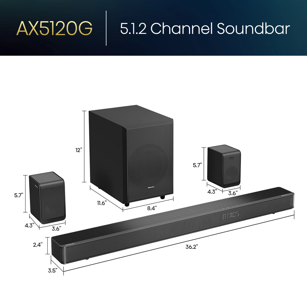 5.1.2 Ch 420W Soundbar with Wireless Subwoofer and Rear Speakers D437300