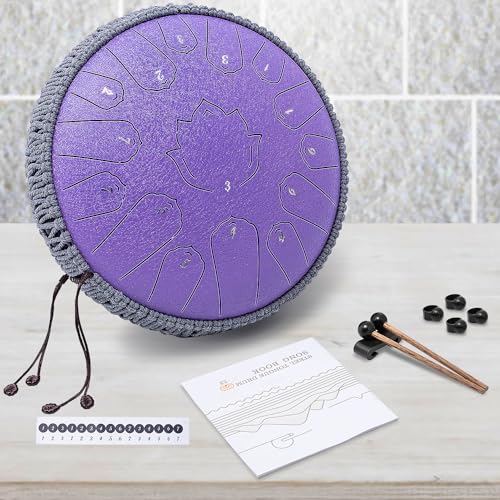 13 Inch 15 Notes Steel Tongue Drum with Travel Bag and Music Book A868