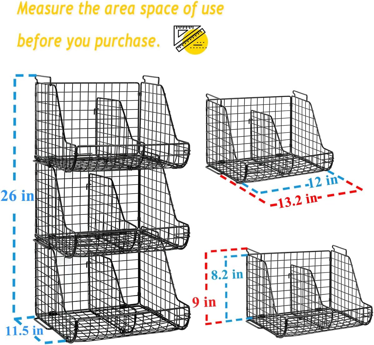 Stacking Can Dispenser 3 Tier with Dividers, Pantry Organizer for Cans and Bottles U698676