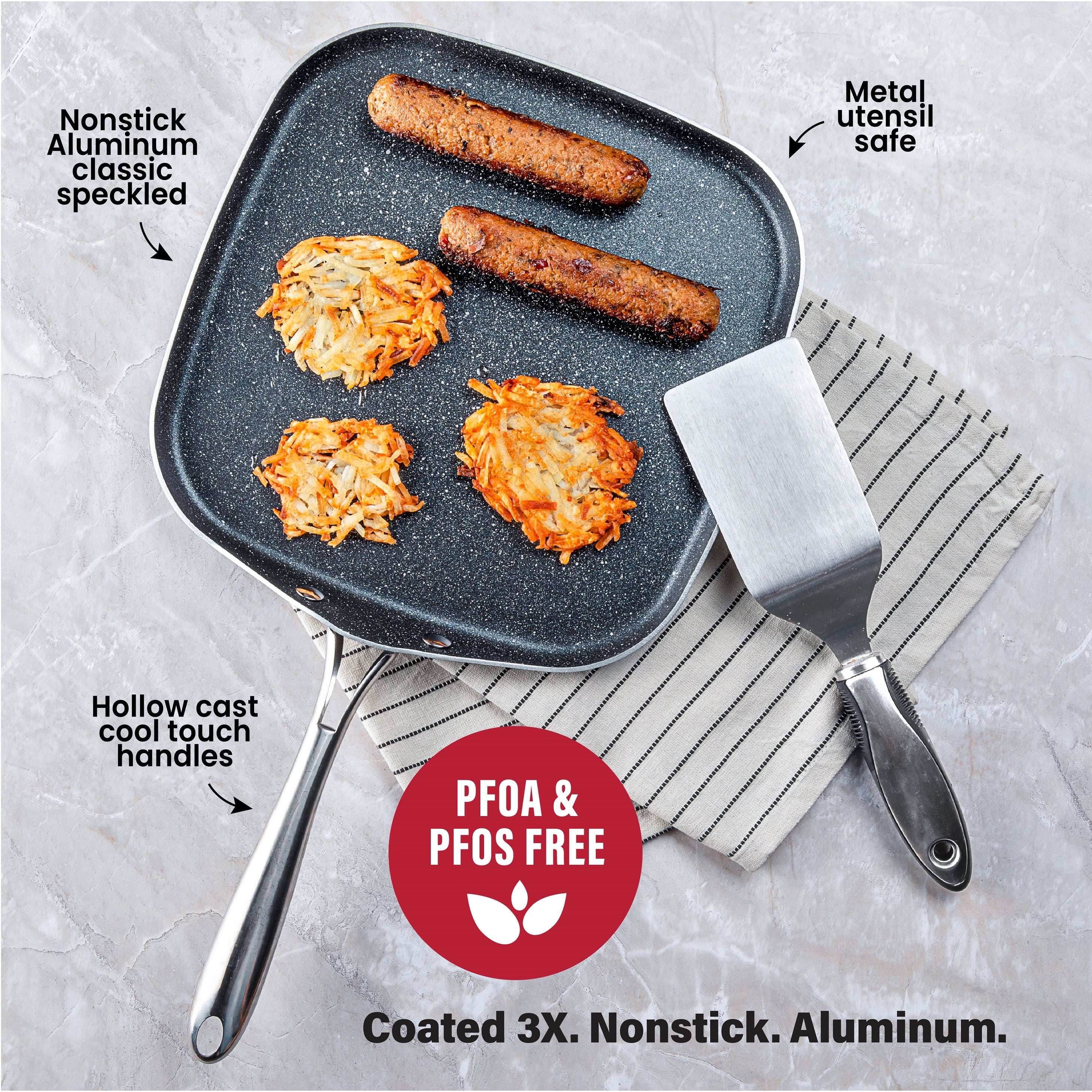 Non-Stick Square Griddle Pan, 10.5 Inches J712
