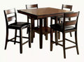 Saranya 18 Shop Brown Cherry Storage Dining Table 5pc Set Counter Height Wooden 4X High Chairs Cushion seat Shelf Shelves Furniture Room Kitchen New Modern Home 40" L x 40" W x 36" H of Set