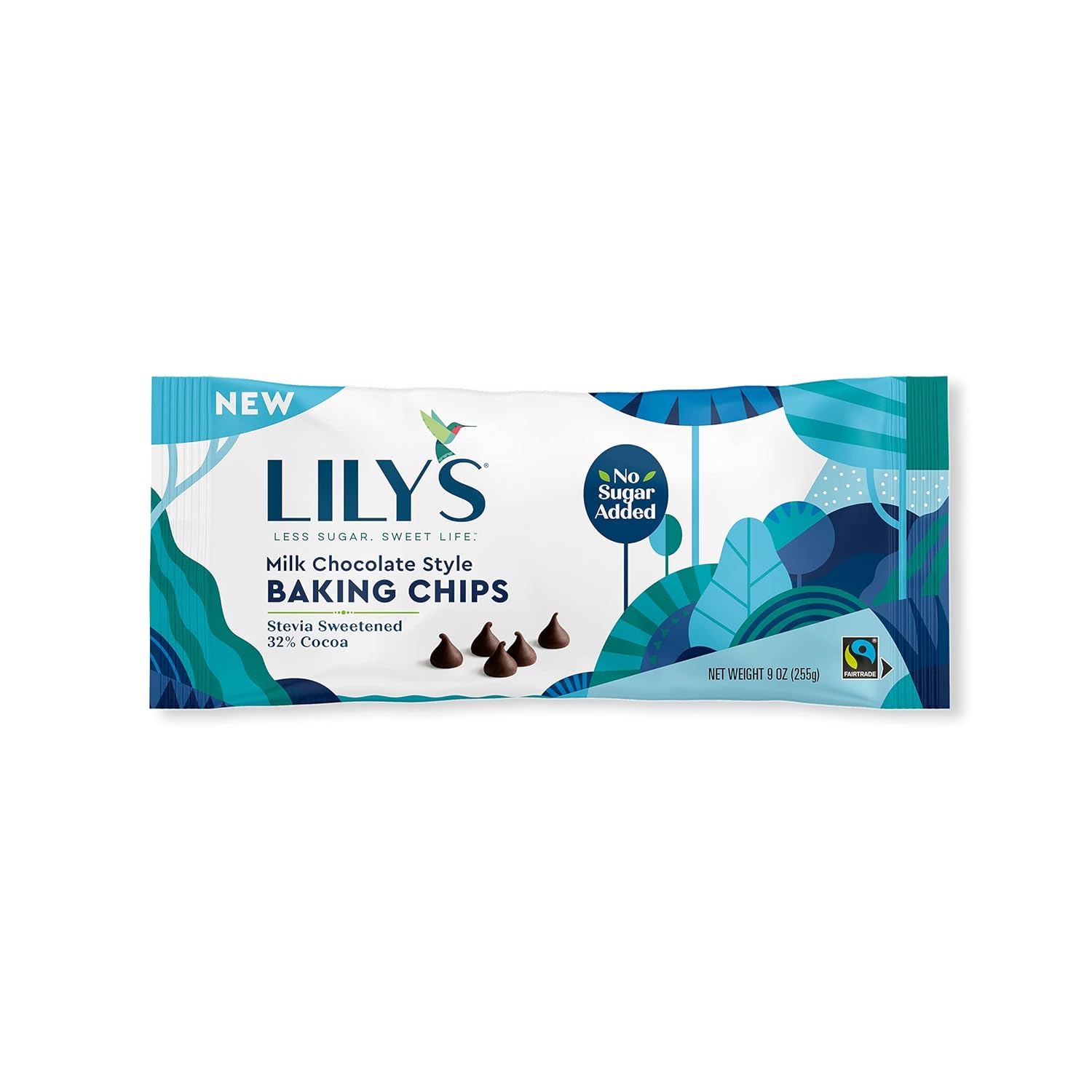 Milk Chocolate Style No Sugar Added Baking Chips, Gluten Free, 9 oz Bags (3 Pack) L980
