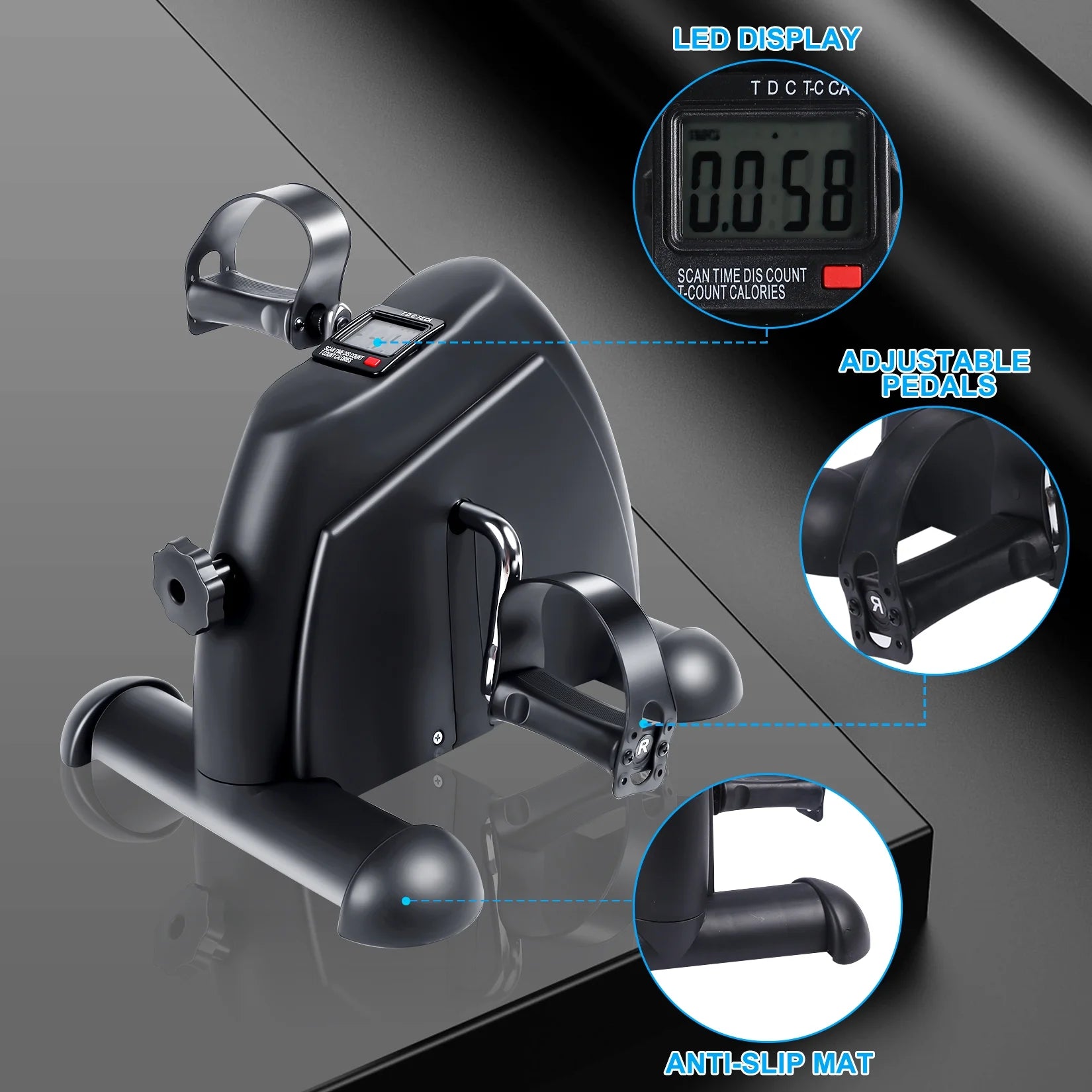 Under Desk Bike Pedal Exerciser with Digital Monitor and Adjustable Resistance V427222