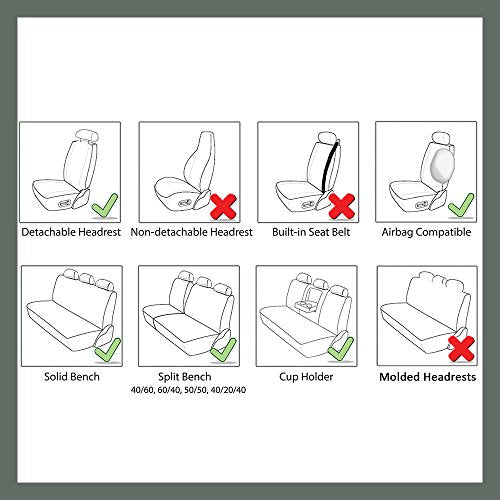 Beige PU Leather Car Seat Cover Full Set, Airbag Compatible A856860