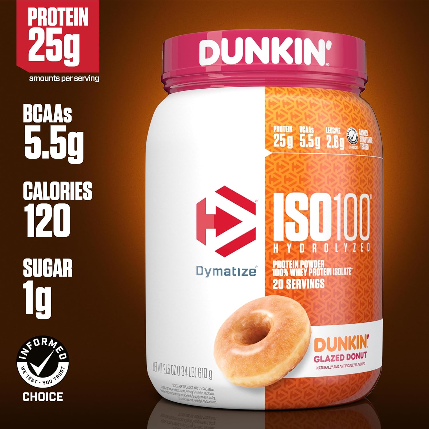 Hydrolyzed Whey Protein Powder, 25g Protein, Glazed Donut Flavor N310