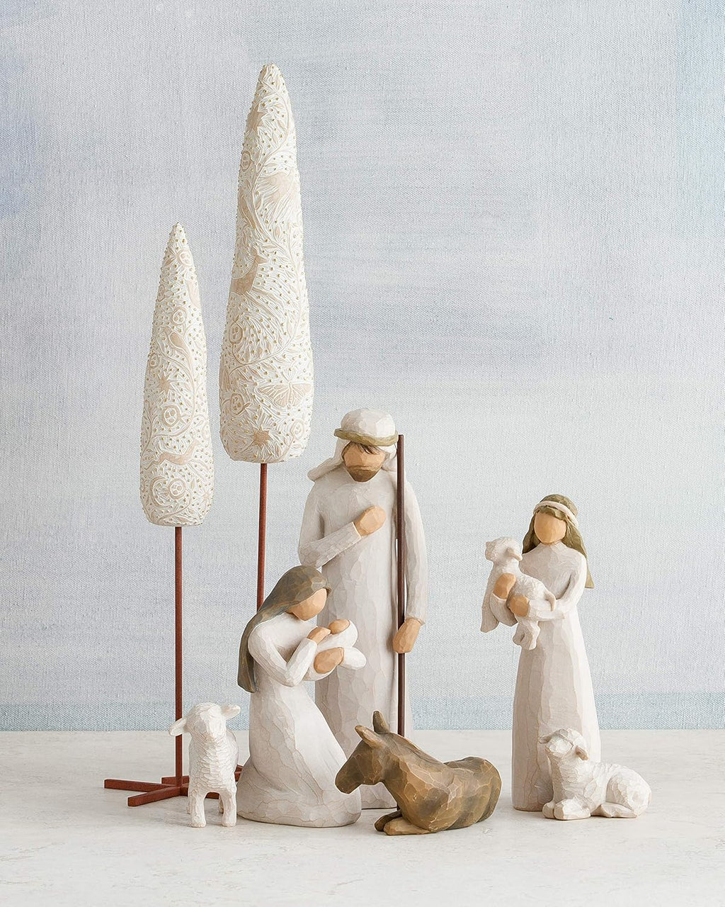 Sculpted Hand-Painted Cypress Trees Nativity Accessory V7772