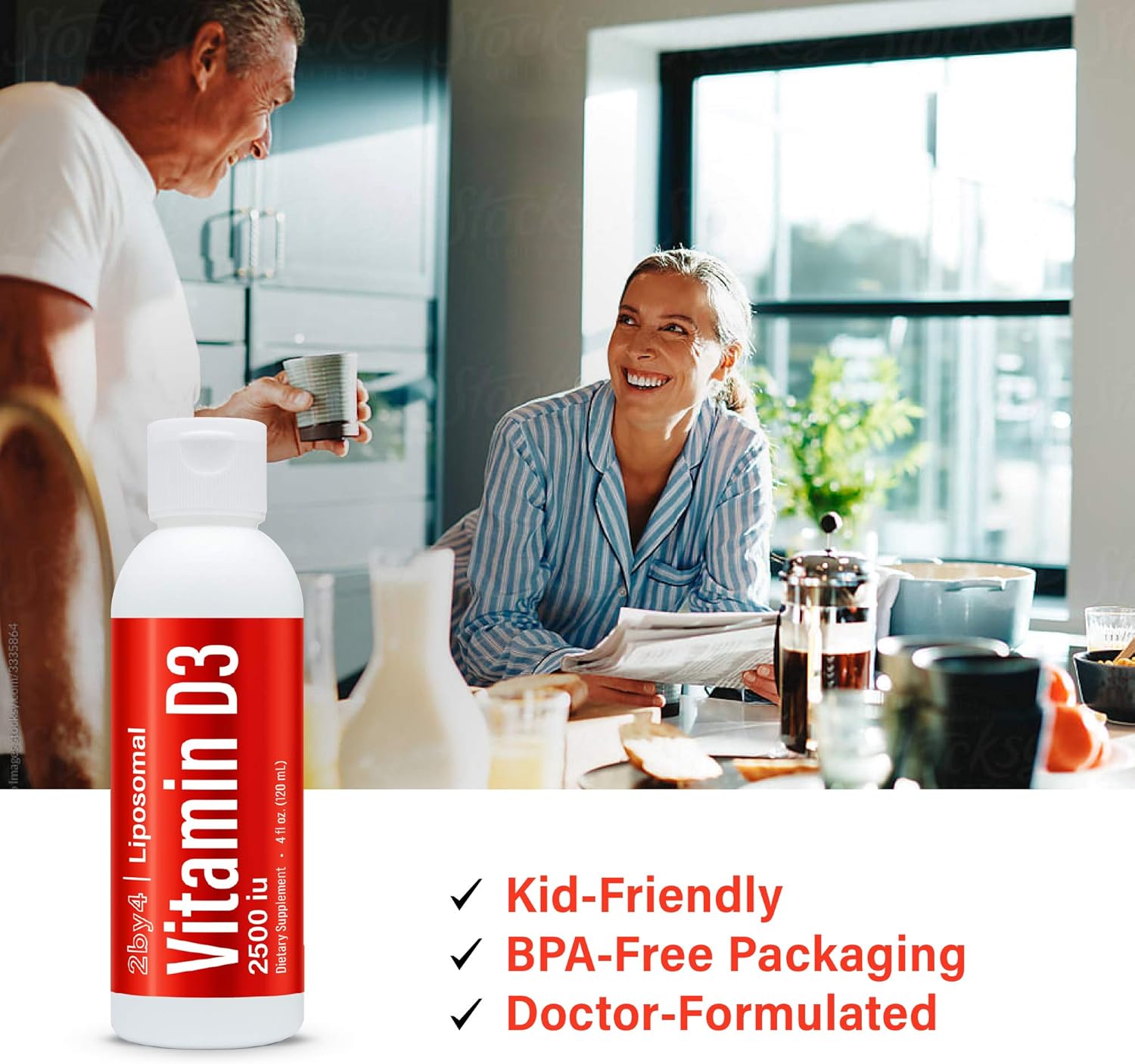 Liquid Vitamin D3 with K2, 2500 IU, 60 Servings C276