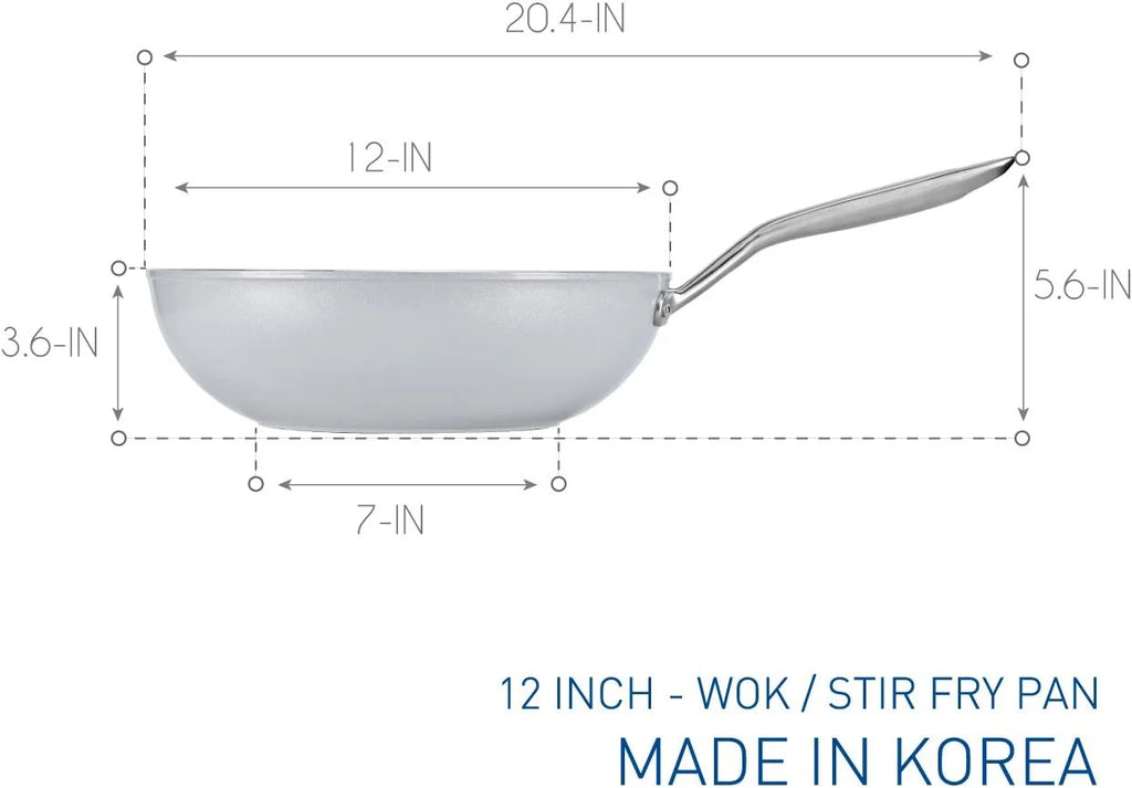 Ceramic Nonstick Wok with Glass Lid, 12 Inch W597556