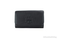 Tory Burch (75029) Thea Small Pebbled Leather Flat Wallet Crossbody Handbag (Black)