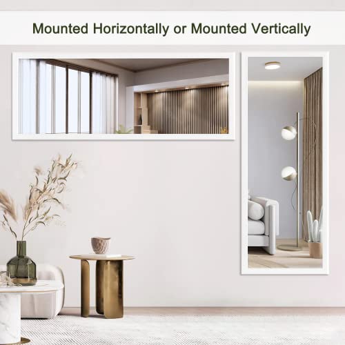 Over-the-Door Mirror, Full Length Hanging or Wall Mount, White, 43x16 I954