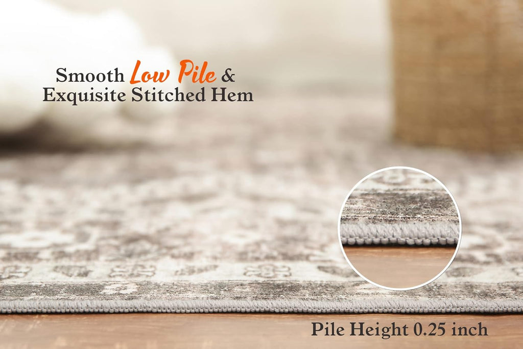 9x12 Vintage Tribal Area Rug, Stain Resistant Washable, Anti Slip for Living Room D818